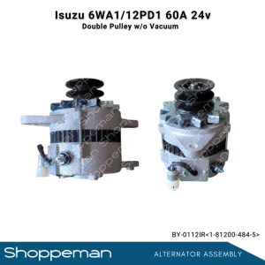 ISUZU 6WA1 12PD1 ALTERNATOR ASSEMBLY DOUBLE PULLEY WITHOUT VACUUM 60A 24V 1-81200-484-5 BY-0112IR