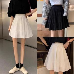 White Chiffon Short Skirt Womens Summer New High Waist Slimming Poodle Skirt A-Line Pleated Half Body Skirt Pants