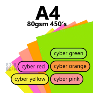 Ready Stock! A4 Cyber Color Paper 80g 450s/ream Kertas Warna-Warni (Cyber Series)