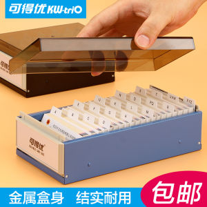 Large Capacity Business Card Storage Box: Office Desktop Card Organizer PVC Bank Card Classification Letter Index Label Clip