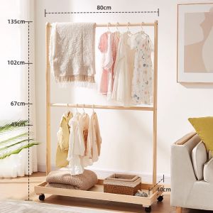 Moveable Wooden Corner Standing Hanger