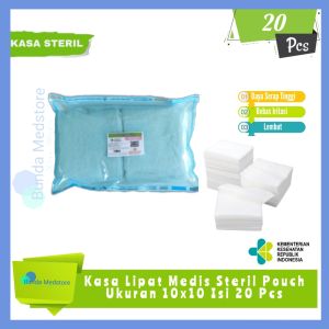 Kasa Lipat Medis Steril Pouch 10Cm x10Cm Isi 20 Pcs Kain Perban Pembalut Pembersih Luka Besar Bekas Operasi Klinik Toko Alkes Murah