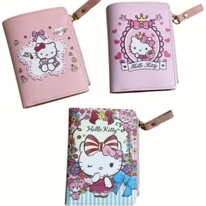 Japan Pink Hello Kitty Purse Lady Wallet PU Leather Dompet Panjang Zip Duit Beg Kartun Kitty Card Holder 现货有拉链短款粉色可爱凯特猫PU皮女钱包钱夹卡包