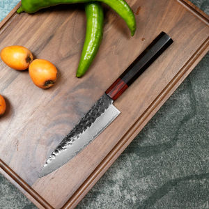 JUMCSONG 5.5 Inch Tiện Ích Dao Gọt Vỏ 3 Lớp Thép Tổng Hợp Thủ Công Đầu Bếp Santoku Cắt Lát Dao Nhà Bếp