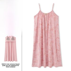 Miiow | Cat Woman Summer New Plus Size Chemise Nightgown With Chest Pad Womens Loungewear Sleepwear Strap Long Gown Cotton Material