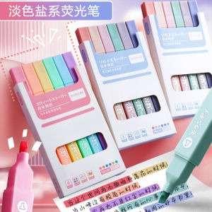 Fluorescent Pen Marker Students Use Light Color Series Marking Pen Color Drawing Key Points Crayon Special Macaron Color Multi-Color Soft Head Crayon Large Capacity Morandi Yingguang Hand Account Pen Set