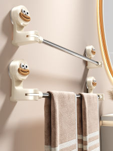 Bathroom Towel Rack Suction Cup Expandable Towel Rod No Drilling Required Bathroom Storage Shelf Washroom Bath Towel Organizer Hanging Rack