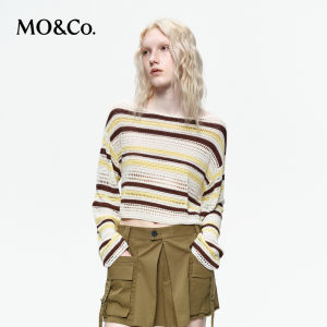 MO&Co. | Multicolor Stripes Hand-knitted Lace Loose Short Knitwear