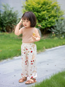 Mosquito-Resistant Bamboo Fiber Childrens Pants Summer Thin Home Clothes for Boys And Girls Lantern Pants Casual Style