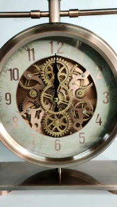 D&D Home l Table Clock Moving Gear Mechanism & Roman Numerals Analog Desk Clock for Home & Office Decor ( #25121 )