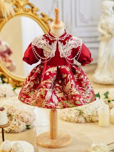Celebration Princess Dress Baby Girls Birthday Ceremony Cheongsam Childrens Traditional Costume Spring Autumn New Arrival