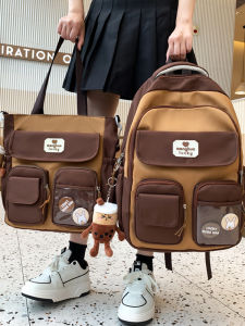 Kabila Large Capacity School Bag for Elementary Girls Back Protection Cute Double Shoulder Backpack Korean Style Casual Leisure