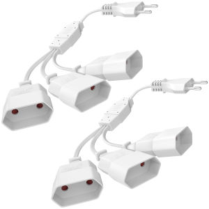 2pcs European Plug Extension Cord 2-Prong Male to Female Socket EU Power Extension Cable Flat Electric Wire 3 Way Outlet