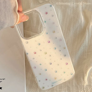 Korean Full Screen Colorful Stars Phone Case for iPhone 16 15 14 13 12 mini 11 Pro Max XS XR X 7 8 Plus Shockproof Hard Cover