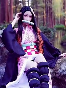 HNB Nezuko Cosplay full set Demon Slayer Nezuko Costume for Kids Adult Women Girl anime Outfit kimono