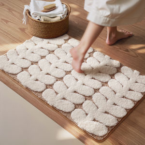 Absorbent Non-slip Vintage Floral Velvet Bathroom Mat