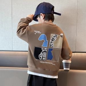 Boys Sweatshirt Autumn Winter Spring Style Casual Cotton Polyester Blend Clothing for Middle Large Children Trendy Handsome Kids Clothes