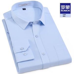 Lormen Mens Business Casual Long Sleeve Shirt Spring New Plaid Professional Workwear Collared Top Polyester Cotton Blend