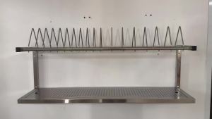 ชั้นวางของสแตนเลสติดผนัง เกรด201 ขนาด100และ120cm 2 Layers Wall Stainless Shelf