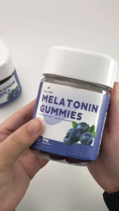 Melatonin gummies are used for sleep assistance relaxation and anti anxiety. Bottled fitness meals are consumed with natural health vitamins