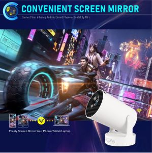 2025 720P Screen Outdoor Portable Mini Projector with WiFi6 4800Lumen Headlights 180°Rotation for Camping Home Cinema HY300Ultra