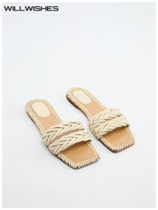 WILLWISHES Womens Flat Sandals Slippers Casual Style Ultra-Leather Inner Comfortable Wear Summer Beach Slip-On Shoes