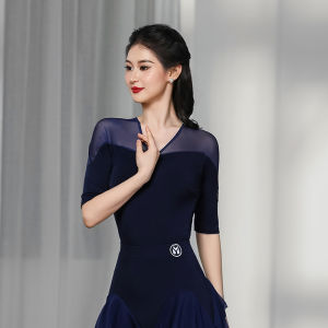 Áo Tập Khiêu Vũ Cổ Chữ V Tay Ngắn Cho Nữ HCDance Modern Dance Fitness Lycra Waltz Foxtrot Tango Quickstep Áo Khiêu Vũ