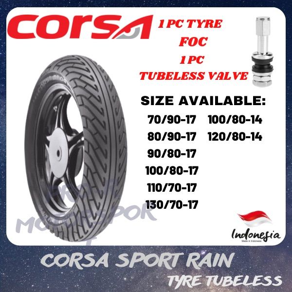 TAYAR CORSA SPORT RAIN 70/90x1780/90x1790/80x17100/80X17110/70x17