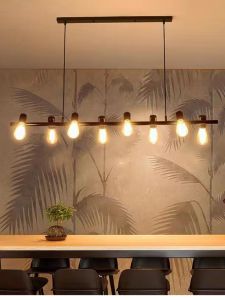 American Restaurant Chandelier Creative Stylish Strip Light Coffee Shop Bar Office Industrial Style Dining Table LED Lamp