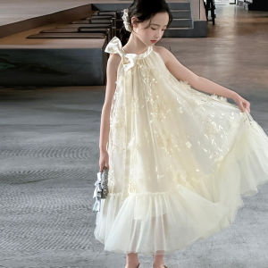 Princess Style Summer Dress for Girls 3D Floral Lace Skirt Breathable Comfortable Cotton Lining Fairy Tale Elegant Childrens Dress