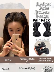 PINK EMPRESS | Puff Crown Black Bow Princess Style Hair Clip