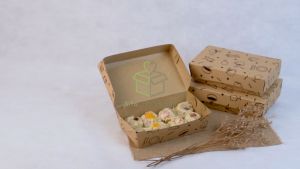 Lunch Box Paper Kraft Coklat Motif Black Food Laminasi Ukuran M L Dus Nasi Kotak Takeaway isi 50 pcs