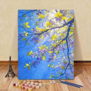 KAYOU | Bộ Tranh Tô Màu Theo Số Dành Cho Người Lớn Phong Cảnh Hoa Anh Đào Sơn Acrylic Trên Vải Tranh Sơn Dầu Bộ Dụng Cụ Tô Màu Nghệ Thuật Giúp Giảm Căng Thẳng