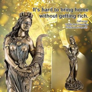 [Divine Fortune Aura] Greek Wealth Goddess Figurine-Your Prosperity Beacon Inviting Luck Prosperity Enchanted Art Piece/ Wealth Fortune Ornaments Home Office Decoration