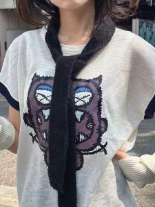 Fashionable Knitted Scarf Womens Neck Warmer Y2K Millennium Belt Decoration Photography Accessory Versatile Long Rectangle Shape