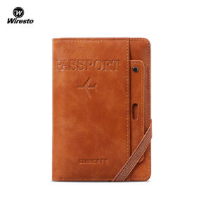 Wiresto กระเป๋าสตางค์แฟชั่นเคสบัตร RFID กระเป๋าสตางค์หนัง PU นิ่มใส่ซองพาสปอร์ตกระเป๋าสตางค์ธุรกิจที่ใส่บัตรหลายช่องสำหรับผู้ชายผู้หญิงสีทึบผู้ที่ใส่บัตรเครดิตกระเป๋าเดินทาง Pouch Koin