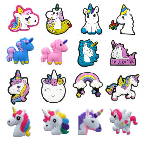 Hot Toys | 16pcs Lovely Unicorn Shoes Charms PVC Shoe Decoration Accessories Fashion Clog Sandals Shoe Buckle DIY Wrist Strap Buckle