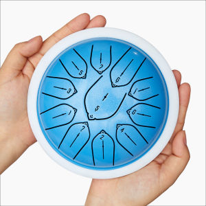 Hluru 5.5 inch Steel Tongue Drum Overtone 11 Notes Key D Tank Drum for Kids Gifts Glucophone Handpan Meditation Instrument