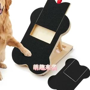 New Wooden Pet Scratching Board for Dogs with Built-in Treat Box Nail File Pad Pull-Out Design Sandpaper Surface Scratch Toy