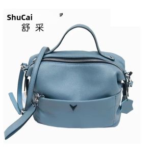 Túi Đeo Vai Nữ Bằng Da Thật Thời Trang Túi Xách Nhỏ Thông Thường Có Dây Kéo Túi Xách Nữ Phong Cách Boston Của Anh