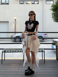 Váy Ngắn Xếp Ly Ren Bất Đối Xứng Mùa Hè Cho Nữ Váy Chữ a Ngọt Ngào Mát Mẻ Gợi Cảm Cao Cấp Thời Trang Y2k