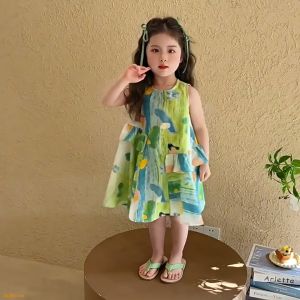 🌊👗 2025 ใหม่! ชุดเดรสเด็กหญิงลายสดใสสไตล์ชายหาด สบายๆ น่ารักๆ ดีไซน์ระบายอากาศ