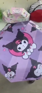 🔥 Sanrio Kawaii Kuromi Umbrella Cartoon Anti-ultraviolet and Sunscreen Folding Sunny and Rainy Dual-use Three-fold Parasol For Kids Girls