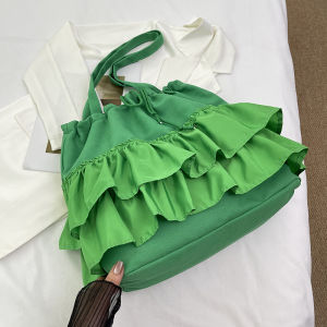 กระเป๋าผ้าใบทรงกลมความจุขนาดใหญ่สำหรับผู้หญิง กระเป๋าถือสะพายไหล่แบบลำลองสำหรับเดินทาง กระเป๋าสะพายไหล่ใบใหญ่แบบอเนกประสงค์