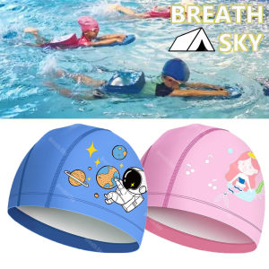 Kids Swim Caps for Long Hair PU Fabric Swimming for Girls Boys Kids Teens Curly Hair Braids Waterproof Cartoon Swim Hat