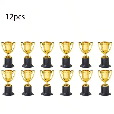 12pcs Mini Trophies For Awards Gold Medal Participation Trophies Sports Tournaments And Competitions Small Souvenirs(4 Inches)