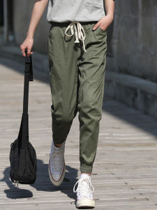 Military Green Womens Summer Thin Casual Sports Pants Loose Fit Street Style Workwear Trousers Comfortable Cotton Blend