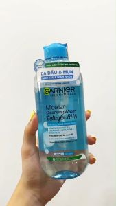 Nước Tẩy Trang Garnier Nắp Xanh Cho Da Dầu Mụn Micellar Cleansing Water Salicylic BHA 400ml [Chính Hãng]