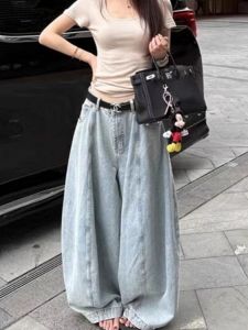กางเกงยีนส์ขากว้างเอวสูงสไตล์อเมริกัน ทรงหลวม ทรงสตรีท ทรงสั้น ทรงเข้ารูป กางเกงขายาวทรงเข้ารูป