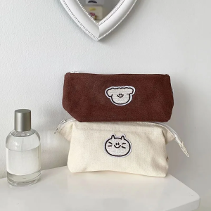 Cute Cat Dog Pen Bag Simple Ins High Value Large Capacity Canvas Stationery Bag Storage Bag AY Pen Case
